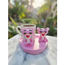 Rivelcandle Pembe Panter Tasarımlı Seramik Kupa & Pembe Panter Figürü – Özel Fincan Seti