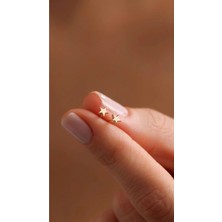 Wind Silver Minimal Çivili Yıldız Küpeler 925 Ayar