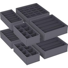 Astera 8'li Gri Iç Giyim Düzenleyici Seti. Katlanabilir, Kumaş Çekmece ve Gardırop Kutusu.