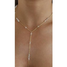 Wind Silver Zirkon Taşlı Oval Oval Zincir Kolye 925 Ayar