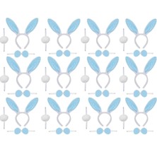 Store Mania Ieg™ Mavi Tavşan Kostüm Seti – Taç Papyon Ponpon 12 Li Paket