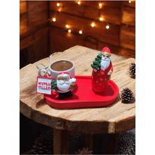 Rivelcandle Noel Temalı Kahve Fincanı & Tepsi Seti | Yılbaşı Özel Tasarım