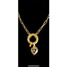 Wind Silver Kalp Nazarlı Kalın Zincirli Tasarım Kolye 925 Ayar