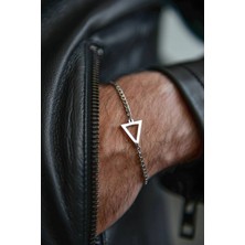 Wind Silver Erkek Üçgen Bileklik 925 Ayar