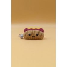 Rodopiva Örgü Desenli Hotdog (Sosisli Sandviç) Anahtarlık (Plastik)