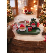 Rivelcandle Mutlu Yıllar Konseptli El Yapımı Görünümlü Dekoratif Kahve Fincan Seti - Yılbaşı Hediyesi