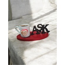 Rivelcandle Romantik Ahşap Standlı Türk Kahvesi Fincan Seti 1 Kişilik