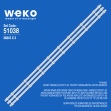 Weko SN039LD OV40250 AX039LD 36845X3 40'' Inç 3 Adet Tv LED Bar Takım
