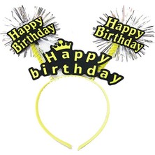 Skygo Happy Birthday Püsküllü Neon Sarı Renk Doğum Günü Tacı 22x19 cm