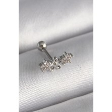 Shopwave 316L Çelik Gümüş Renk Zirkon Taşlı Çiçek Tragus Piercing