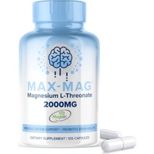 Maxlife Naturals Max-Mag Magnezium L-Threonate- 105 Capsules Made In Usa- Magtein 2000MG With Vitamin D3 And K2 For Sleep, Mood & Brain.