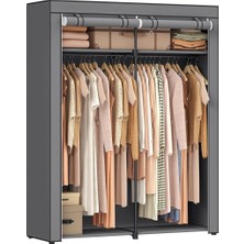 Astera 140X43X174 cm Gri Kumaş Gardırop. 2 Askılı, Katlanabilir ve Geniş Muhafaza Alanlı.