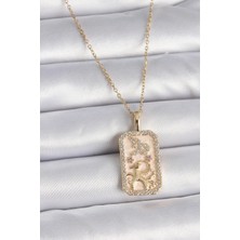 Shopwave 316L Çelik Gold Renk Zincir Oğlak Burcu Zirkon Taşlı Kadın Kolye
