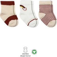 SHC4200 Mey Ithalat® 3'lü Penye Rainbow Soket Çorap BS10113 Kiremit