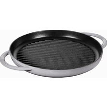 Delixa Staub Grill Pans Çift Kulplu Döküm Izgara Tava, Gri