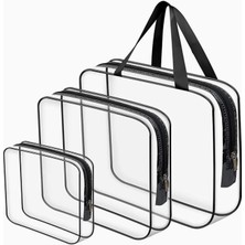 Braventa Collection Tatil, Plaj, Kozmetik, Makyaj Bakım Çantası Seti, Şeffaf Su Geçirmez, 3 Adet Organizatör Çanta (1 x