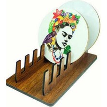 Braventa Collection Dekoratif 6 Lı Ahşap Bardak Altlık Standı -Bardak Altlığı Standı