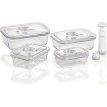 Delixa 1197 Vacuboxx E-Set Vakum Kabı, 4 Adet, Vakumlu El Pompası ve Adaptör Dahil, Bpa Içermez