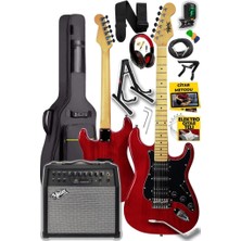 Delixa RPH-40RD-50AMP 50W Şarjlı Bt Amfili Elektro Gitar Seti Hsh Manyetik Maple Klavye