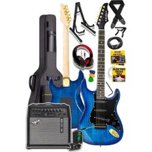 Delixa GLC-40BL-50AMP Elektro Gitar Seti 50 Watt Şarjlı Bt Amfi Kulaklık ve Full Set