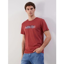 Lc Waikiki Yeni Sezon Bisiklet Yaka Baskılı Penye Erkek Tişört