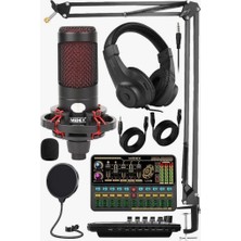 Delixa Cxn-30 Paket-11 VS11 Ses Kartlı Condenser Mikrofon Stand Kulaklık Seti