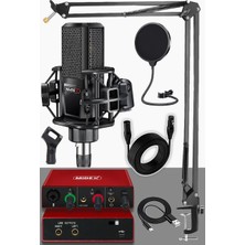 Delixa MX2020-GLX-500 Pro Ses Kartı ve Condenser Mikrofon Stand Filtre Set