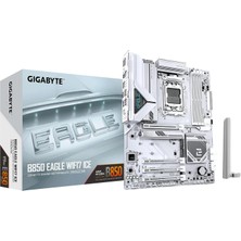 Delixa Gıgabyte B850 Eagle Wıfı7 Ice LGA1851 Ddr5 7600MHZ(OC) Pcıe 5.0 M.2 Nvme Wifi 7 2.5gbe Lan Beyaz Atx
