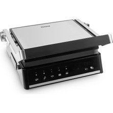 Delixa Homend Grilliant 1341H Inox Gövdeli, Döküm Plakalı, 5 Programlı, LED Ekranlı Grill Tost Makinesi ve