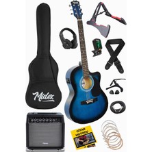 Delixa RG-560BL-AMP Mavi Amfili Elektro Akustik Gitar Full Set