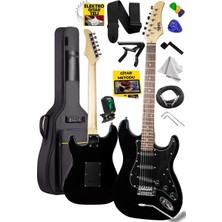 Braventa Collection RPH-30BK Gül Klavye Strat Kasa Sss Elektro Gitar Seti