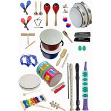 Delixa Örf Aletleri Seti Overmuch Paket-2 Marakas Zil Üçgen Ksilofon Melodika Mızıka Davul Flüt (30 Parça)