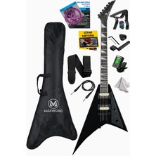 Delixa Maxword DG-28BK V Kasa Gül Klavye 2x Zebra Humbucker Manyetik Yüksek Kaliteli Elektro Gitar