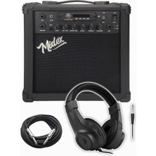 Delixa MGA-25BKBT-HD Şarjlı Elektro Gitar Amfisi 25 Watt USB Bluetooth Distortion Kulaklık ve Kablo