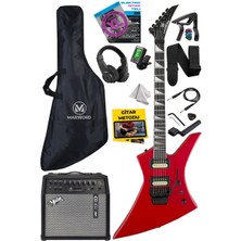 Braventa Collection Maxword DG-34RD-50AMP Kelly Kasa Floyde Rose 2x Zebra Hh Manyetik 50W Amfili Elektro Gitar