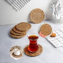 Braventa Collection Bambu Yuvarlak Çay Tabağı Bardak Altlığı 6 'lı Set, Dekoratif Bambu Altlık
