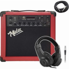 Delixa MGA-25RDBT-HD Şarjlı Elektro Gitar Amfisi 25 Watt USB Bluetooth Distortion Kulaklık ve Kablo