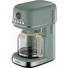 Delixa Berghoff Gem Retro Filtre Kahve Makinesi – 900 W, 1, 5 L Cam Demlik | Mint Yeşil