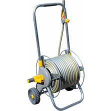 Delixa 2436H 30 M Hortumlu 60 M Kapasiteli Tekerlekli Metal Hortum Toplama Sarma Araba Seti