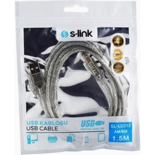 Braventa Collection S-Link SL-U2015 Usb2.0 1.5m Şeffaf Yazıcı Kablosu, Şeffaf