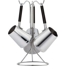 Braventa Collection Nehir 4 Parça Standlı Paslanmaz Çelik Cezve Seti