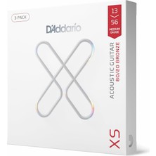 Delixa D'addario Gitar Telleri - Xs 80/20 Bronz Kaplamalı Akustik Gitar Telleri - XSABR1356-3P - Pürüzsüz H