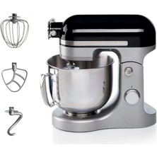 Delixa Mutfak Şefi Siyah Gri 1589/02 - Döküm Gövde, Planet Mikser Yoğurma Makinesi, 1600 Watt, 11 Hız, 5,5