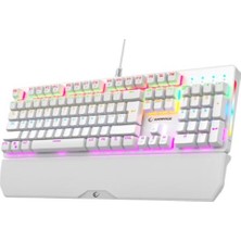 Nusrat Bilişim Rampage KB-R86 Umbra Beyaz USB Rainbow Aydınlatmalı Blue  English Mekanik Gaming Oyuncu Klavye