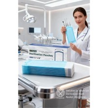 Nacario Mey Ithalat® Sterilizasyon Poşeti 200 Adet - Otoklav Kendinden Yapışkanlı Medikal Poşet 9X26 cm