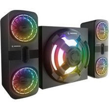 Nusrat Bilişim Rampage RMS-311 Shard 2+1 80W Siyah Usb,fm,bluetooth,hmdı,optica Rgb Işıklı Speaker