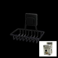 Shopwave Siyah - Metal Katı Sabunluk Kare Güçlü Yapışkanlı 11X12.5X11CM (5047)