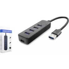 Nusrat Bilişim Hadron HDX7046 USB Hub 3-Usb3.0 + Type-C 4in1 Siyah