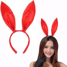 Skygo Kırmızı Renk Saten Kaplama Şekil Verilebilir Tavşan Kulak Taç 35x11 cm