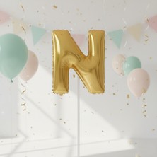 Runaway Altın N Harf Balon 1 Metre Parti Dekoru